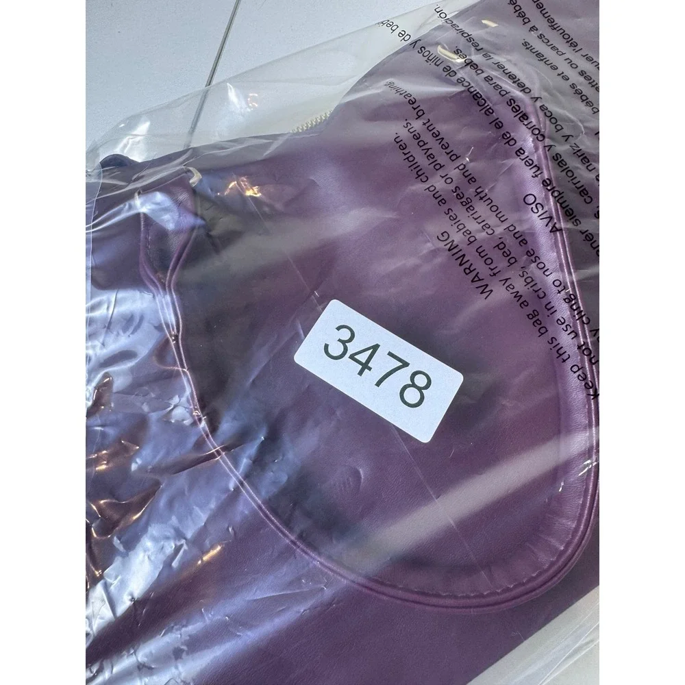 Y2K Purple Faux Leather‎ Lace Overlay Satchel Bag Women Medium Structured Chic